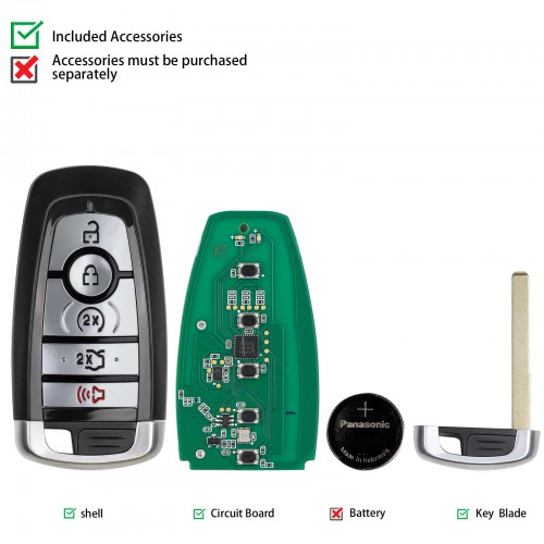 AUTEL MAXIIM IKEY Premium Style IKEYFD005AH Ford 5 Buttons 868/915MHz Universal Smart Key (Remote Start/ Trunk/ Panic)