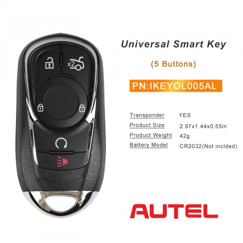 AUTEL MAXIIM IKEY Premium Style IKEYOL005AL Buick 5 Buttons Universal Smart Key (Remote Start/ Trunk/ Panic) 5pcs/lot