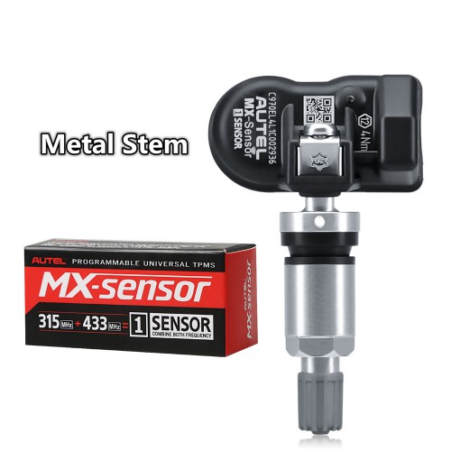 4pcs Autel MX-Sensor 315MHz+433MHz 2 in 1 Universal Programmable TPMS Sensor (Metal Value/Rubber Values) OE-Level Tire Pressure Monitoring System