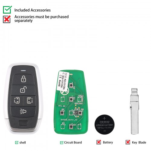 [In Stock] AUTEL MAXIIM IKEY Standard Style IKEYAT005CL 5 Buttons Independent Smart Key (Left Door/ Right Door) 10pcs/lot