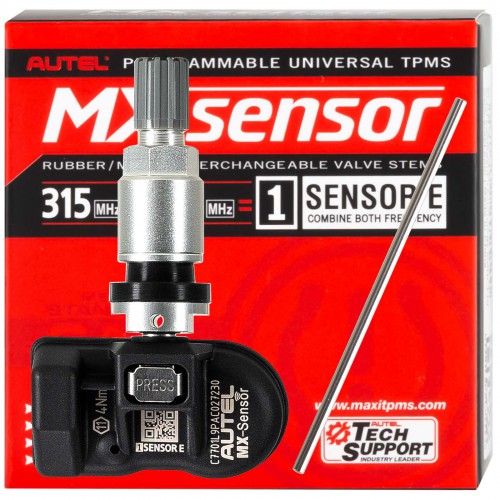 [UK Sihp]Autel MX-Sensor 315MHz+433MHz 2 in 1 Universal Programmable TPMS Sensor (Metal Valve/ Rubber Values) OE Level Tire Pressure Monitoring System